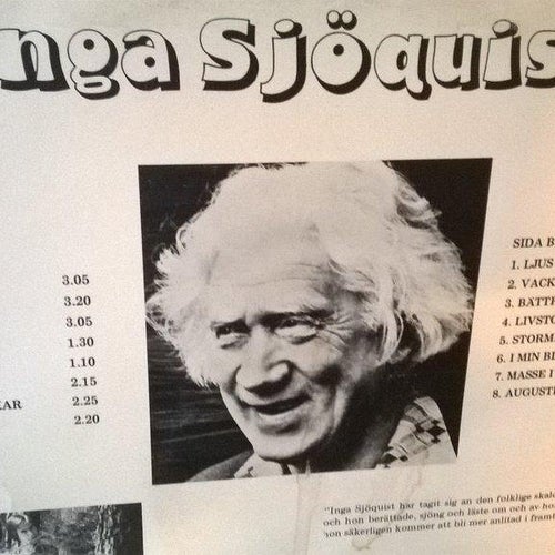 Inga Sjöquist sjunger egna tonsättningar av Pälle Nävers dikter LP