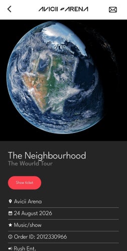 The Neighbourhood Stockholm 24 Augusti 2026 Avicii Arena 1 biljett