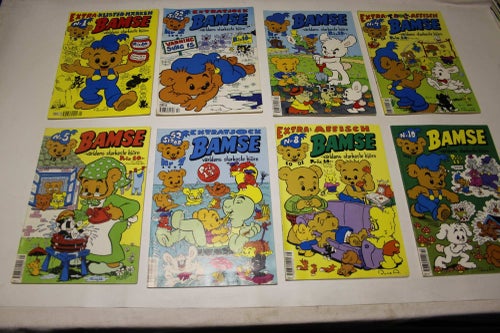 BAMSE SERIETIDNINGAR 8st - Bamsepaket från 1991 - se foton för titlar!