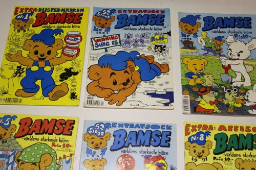 BAMSE SERIETIDNINGAR 8st - Bamsepaket från 1991 - se foton för titlar!