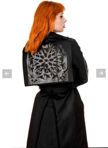 RESTYLE svart trenchcoat, storlek L, cathedral goth witch alternative metal