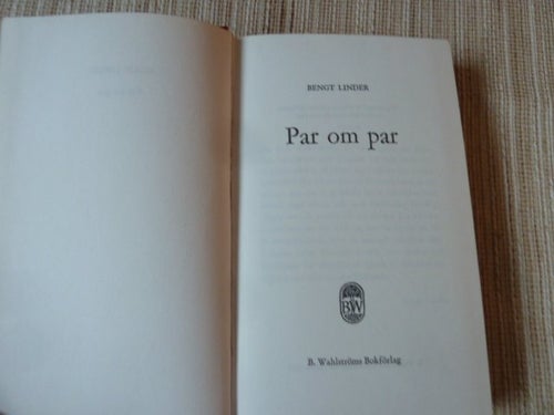 PAR OM PAR, B. LINDER, 1970, BÖCKER