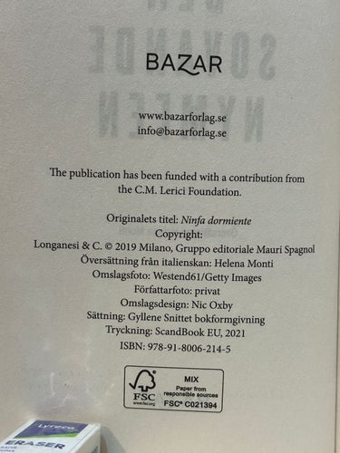 Den sovande nymfen av Ilaria Tuti, bok, Fine plus