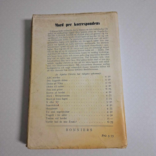 Agatha Christie - Mord per korrespondens hft sv 1a 1944 fint ex.
