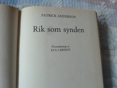 RIK SOM SYNDEN,  P. ANDERSON,  1993,  BÖCKER