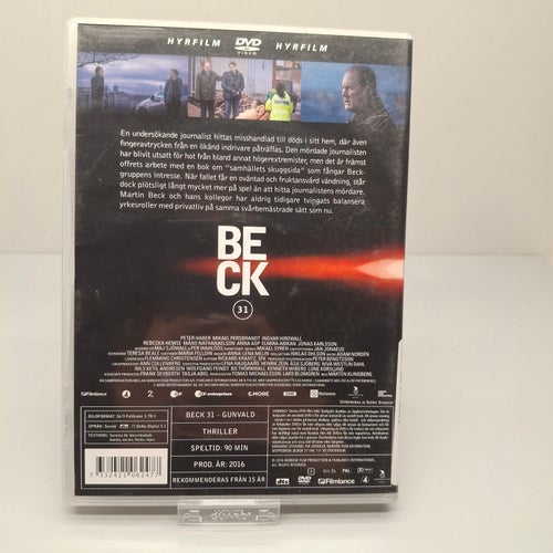 Beck nr 31 Gunvald - Region 2, DVD-Film, Svensk text, Fint skick