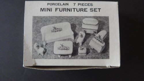 Porslin Mini Möbel Set - 7 Delar