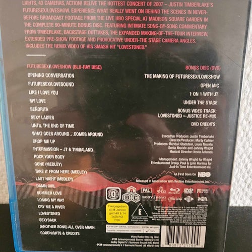 Justin Timberlake Blu-ray FutureSex LoveShow Konsert Musik Svensk Import