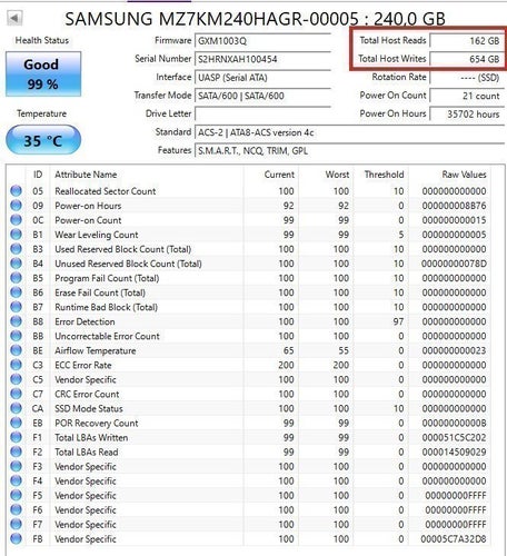 Samsung SM863 240GB Enterprise SSD | 99% Health | 654GB Written | PL Protection