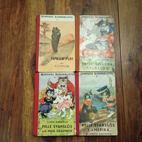4x BONNIERS BARNBIBLIOTEK – Nalle Puh + Pelle Svanslös m.fl 40-tal