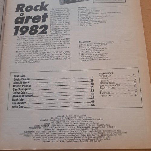 Tidningen Schlager nr 57-58 1982 med Yoko Ono
