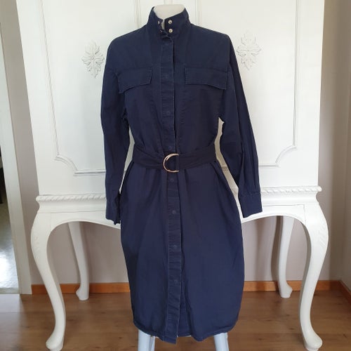 Marimekko Gundel Solid mörkblå skjortklänning, storlek 36