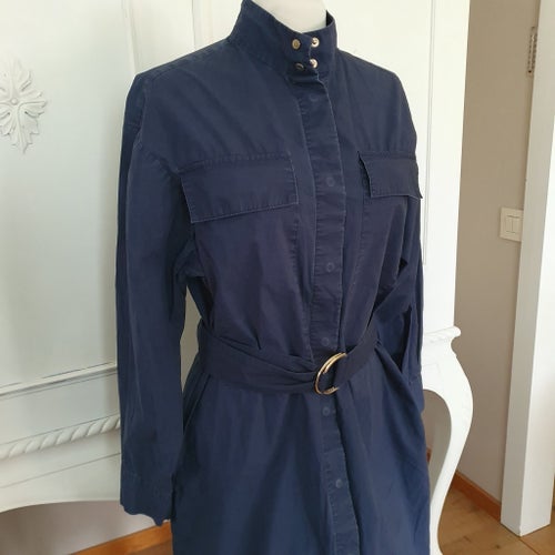 Marimekko Gundel Solid mörkblå skjortklänning, storlek 36