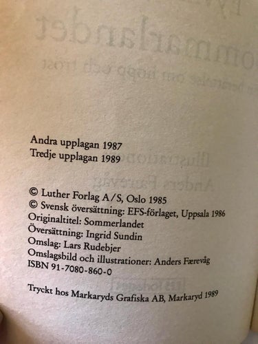 SOMMARLANDET En berättelse om hopp Eyvind Skeie 1989