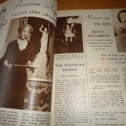 Husmodern 50-1938 kungligt Danmark Prinsessan Ingeborg, Bertil Malmberg,Sibylla