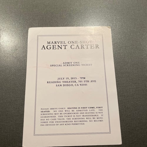 Marvel One-Shot: Agent Carter Special Screening Ticket