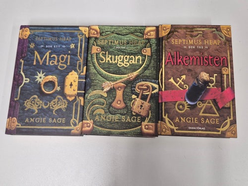 3 böcker Septimus Heap: Magi, Skuggan, Alkemisten av Angie Sage, 2005
