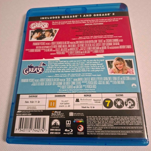 GREASE (2-Movie Collection) Blue-ray 2 discar svensk utgåva Grease 1 + Grease 2