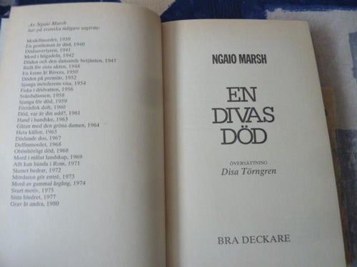 EN DIVAS DÖD, N. MARSH, 1981,  BÖCKER