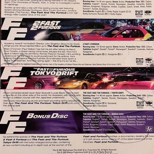 Fast & Furious Collection - 3 Film Set + Bonus Disc DVD