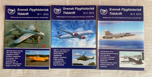 3 st Svensk Flyghistorisk Tidskrift Nr 1, 4, 6 /2013