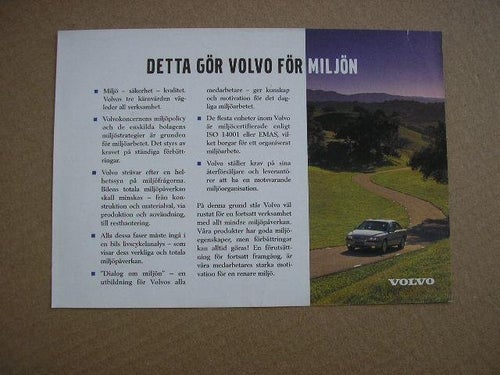 VOLVO Tillägg Instruktionsbok För miljön