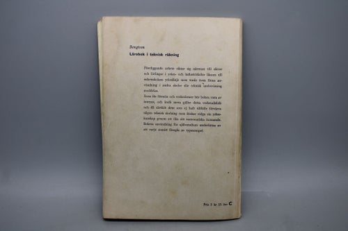 Lärobok i teknisk räkning av Sune Bengtson 1955