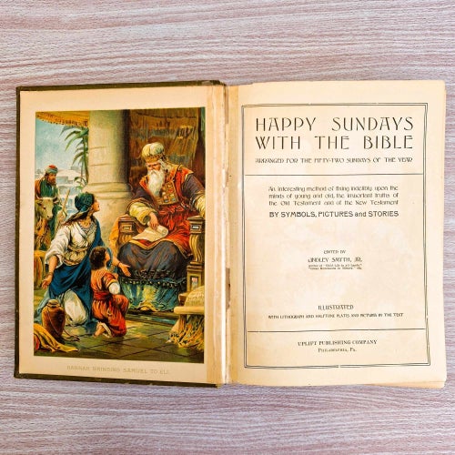 Antique 1908 Happy Sundays With The Bible Illustrated Book Smyth