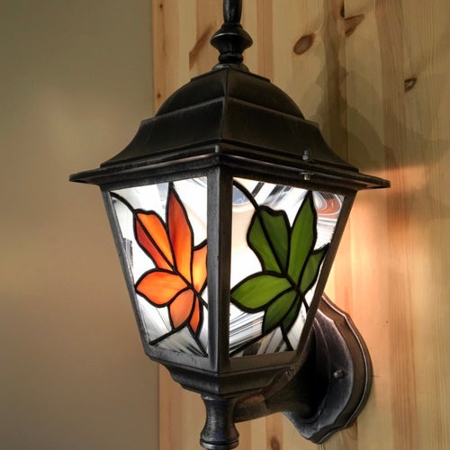 Stained Glass Outdoor Wall Light "Leaves" 2 stycken