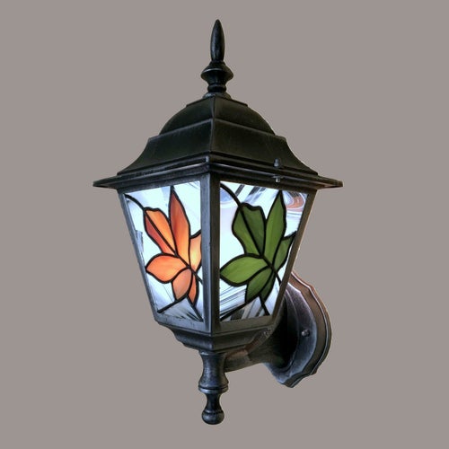 Stained Glass Outdoor Wall Light "Leaves" 2 stycken
