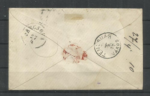 1877.- Ungern - Brev till Deva - färgglatt nummer 5 kreuzer frimärke - Ungern