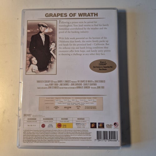 The Grapes of Wrath - Vredens Druvor (DVD) 1940 *Svensk text*