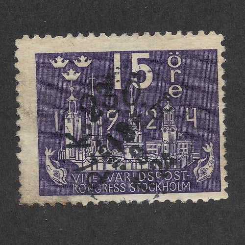 Kongressen 15 öre F198 stämplat PLK.230.B prakt Järnvägen PLK 230 B