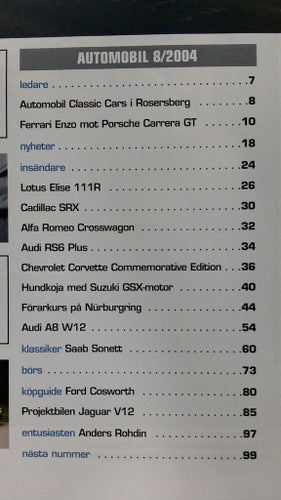 Automobil 8 2004: Ferrari Enzo vs Porsche Carrera GT, Lotus Elise, Saab Sonett