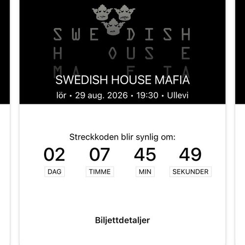 Ståbiljett lördag 29:e Augusti 18+ Swedish House Mafia - Ullevi 29 augusti