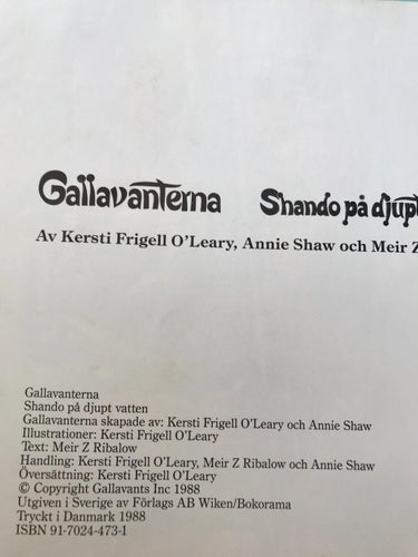 SHANDO PÅ DJUPT VATTEN Kersti Frigell 1988