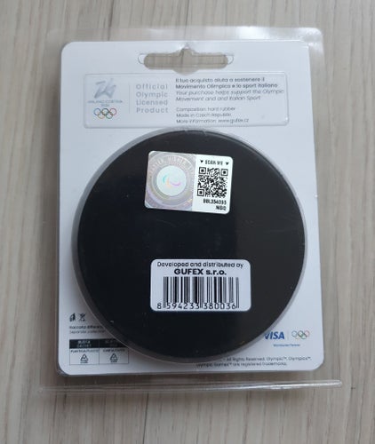 Eishockey Puck Olympic Games 2026 mit Logo, OVP