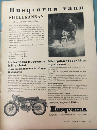 Husqvarna Silverpilen 1956 Annons