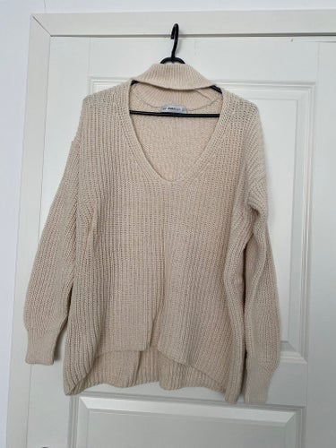 Zara beige stickat tröja, strl S