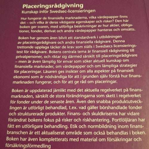 Placeringsrådgivning : kunskap inför SwedSec-licensieringen