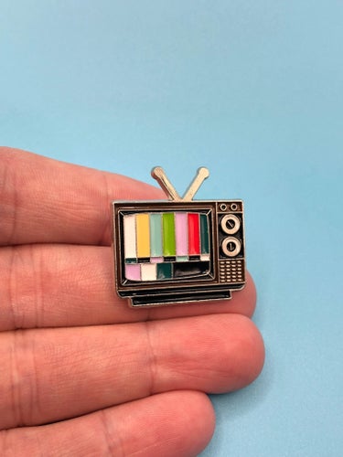 No Signal TV Enamel Pin | Retro Vintage Television Static Badge Brooch