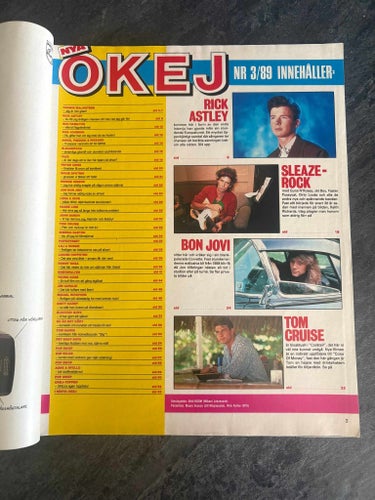 Tidningen OKEJ ! Nr 3 - 1989 . Med samtliga POSTERS !!!