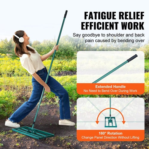 Gräsmatteutjämnare 76 cm med Förlängt Skaft för Trädgård och Golfbana