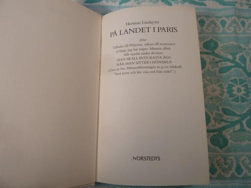 PÅ LANDET I PARIS, H. LINDQVIST, 1992,  BÖCKER
