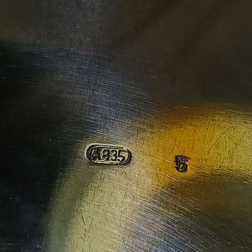 Saltkar i 835 silver med blå glasinsatser och skedar