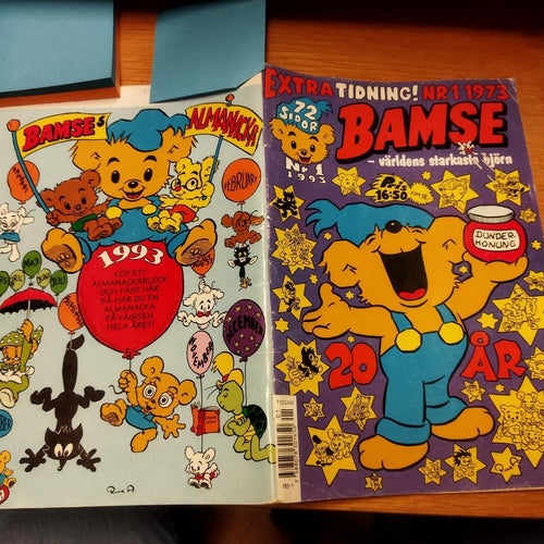 Bamse 1993 nr 1 med extra Bamse 1973 nr 1. Fine