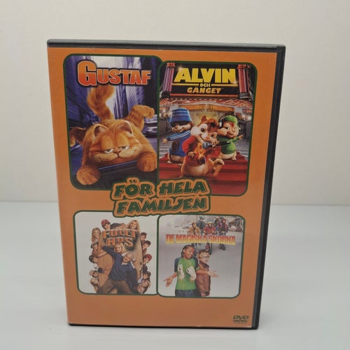 4x Familjefilm se titlar - Region 2, DVD-box, Svensk text, Fint skick