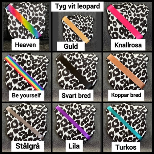 Märkestavla för simmärken/smycken leopard vit/Guld dekorband