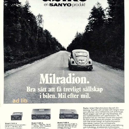 ABIKO BILRADIO, REKLAMANNONS 1970