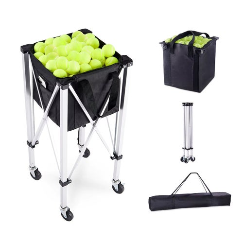 Tennisbollsvagn Hopfällbar 150 Bollar med Hjul för Träning och Coaching